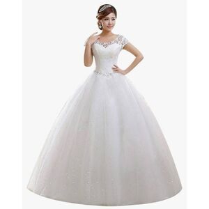 Eyekepper Double Shoulder Floor Length Bridal Gown Wedding Dress